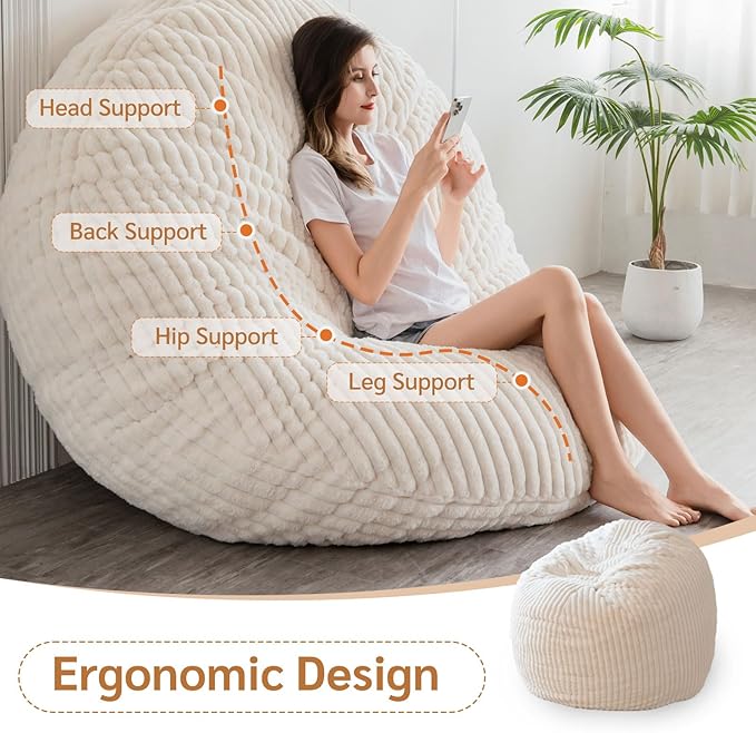 BYBYME 3 in 1 Bean Bag Chairs, Bean Bag Bed - Image 3