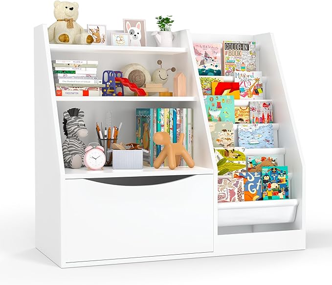 TOETOL Kids Bookshelf & Book Storage, 3 Tier Wooden Toddler Bookshelf by TOETOL