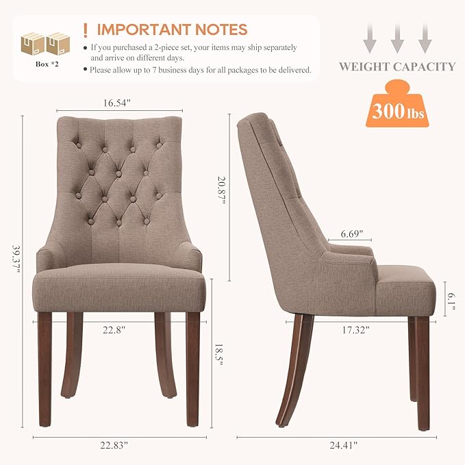 COLAMY Wingback Upholstered Dining Chairs Set of 4, Fabric Side Dining Room - Image 2