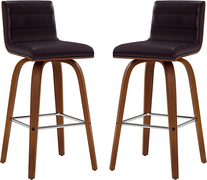 Armen Living Vienna 26" Swivel Counter Stool in Walnut Wood Finish - Image 11