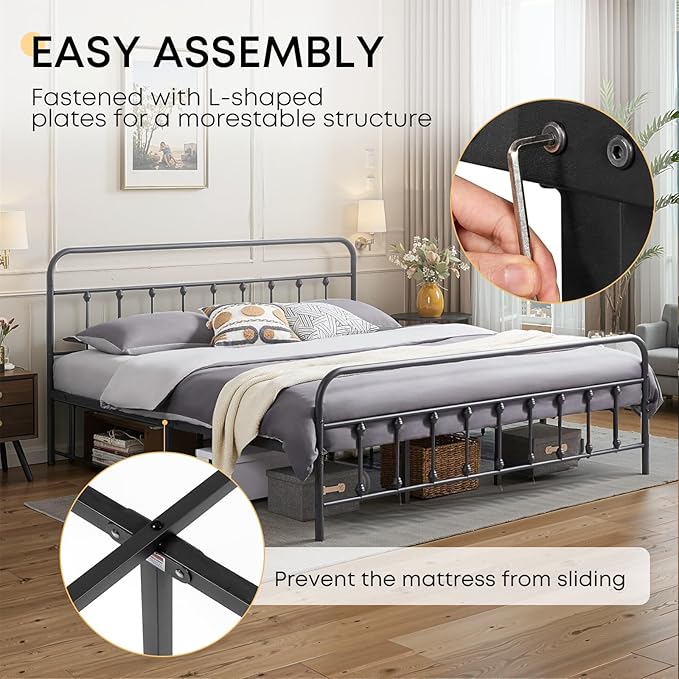 Twin Bed Frame-Classic Metal Platform Bed Frame Mattress Foundation - Image 5