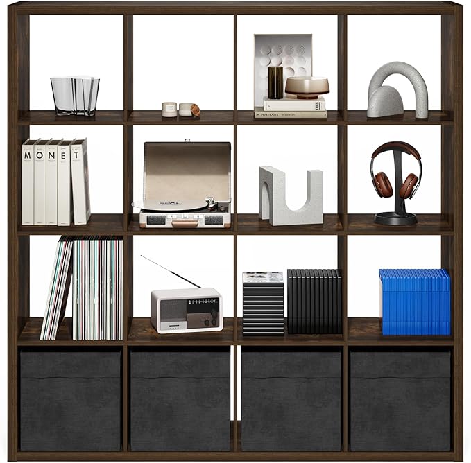 Furinno Cubicle Open Back Decorative Cube Storage Organizer, Amber Pine - Image 7