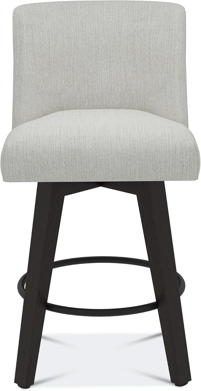 Counter Height Swivel Bar Stools Set of 2, Fabric in Ivory White - Image 5