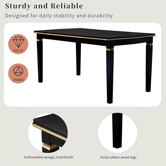 Ball & Cast Dining Table Set for 6, Kitchen Table W/ 4 High-Back Tufted Chairs - Image 5