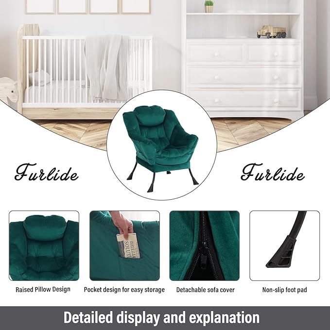 Oversized Chair with Ottoman, Modern Chair with Folding Footrest, Lounge Accent - Image 4