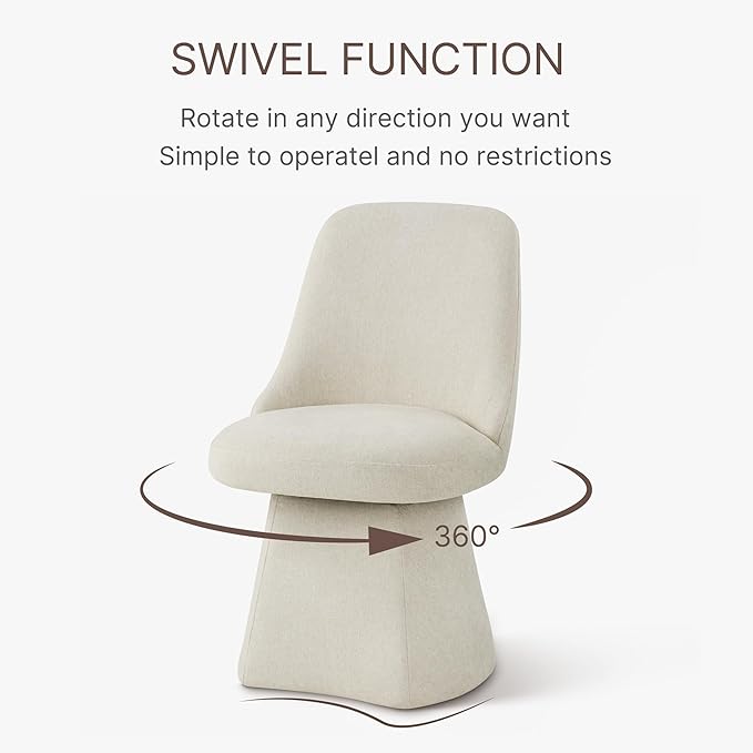 Swivel Dining Chair Mid Century Modern DeskChair High Back Upholstered Linen - Image 5