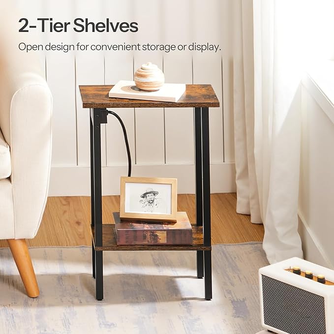 HOOBRO Small End Table with Charging Station, Narrow Side Table with USB Port - Image 7