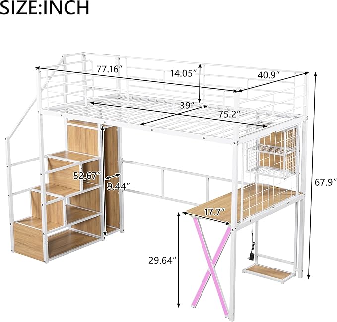 Merax Twin Size Metal Loft Bed - Image 2
