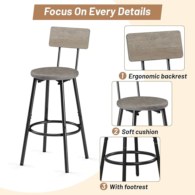 Dining Table Set for 6, 7-Piece Bar Table Set, Kitchen Table and Chairs - Image 4