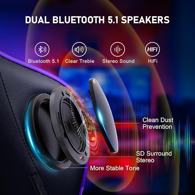 GTRACING Gaming Chair with Speaker and Footrest Office Computer Chairs Music - Image 9