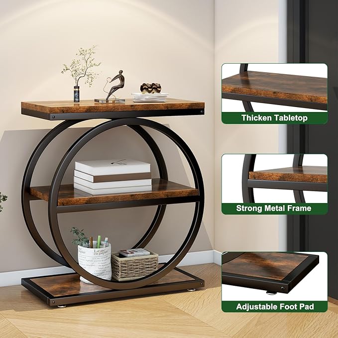 IBUYKE Narrow End Table with 3 Storage Shelves, Industrial Sofa Side Table - Image 7
