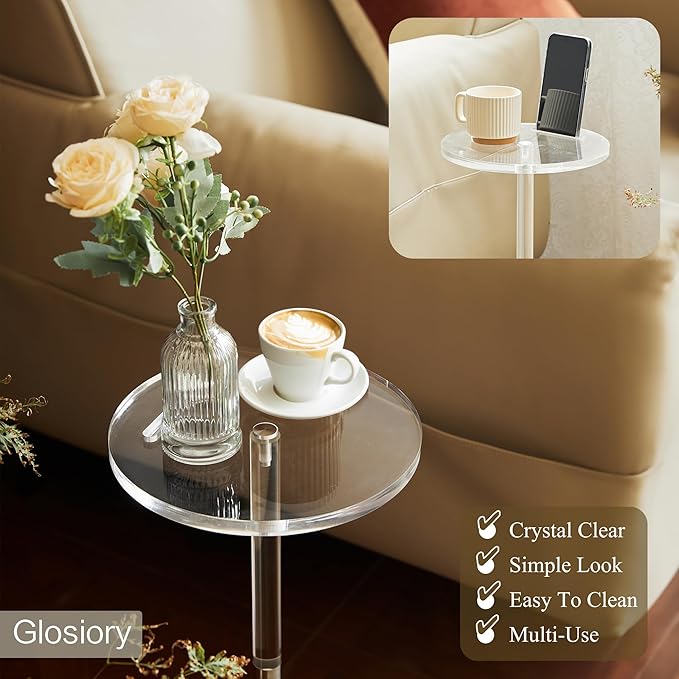 Acrylic Drink Table, Small Round Side Table - Image 3