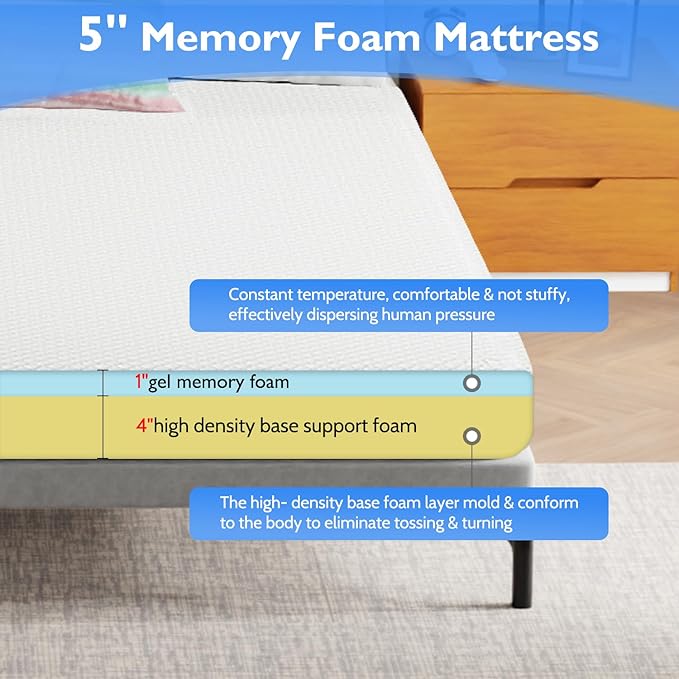 FDW | 5 Inch California King Mattress | Medium Firm | Gel Memory Foam Mattress - Image 6