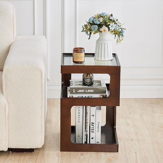 Uniclinens Bookshelf Nightstand 3-Tier Storage, End Side Table - Image 8