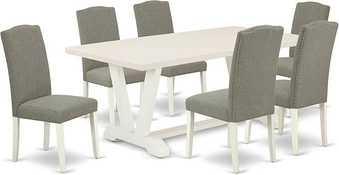 East West Furniture V027EN206-7 7 Piece Dining Table Set Consist of a Rectangle by EastWestFurniture