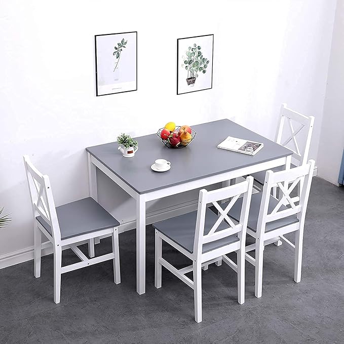 soges Dining Table Set for 4, 42.5 inch Pine Wood Dining Room Table - Image 3
