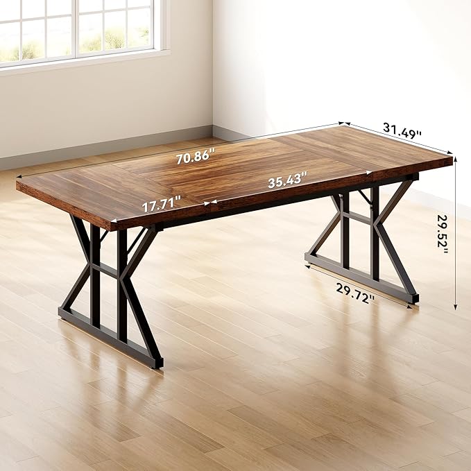 LITTLE TREE 70.8-Inch Office Desk, Wooden Executive Office Desk, Modern Work - Image 3