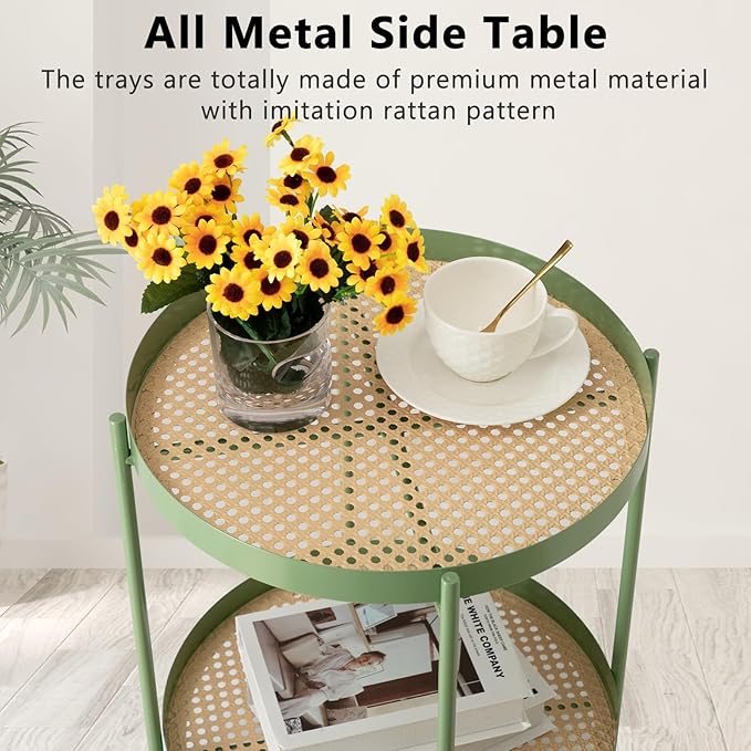 TeoKJ All Metal Side Table, 2 Tier Anti Rust End Table - Image 6