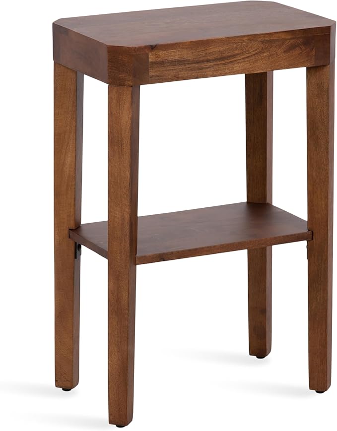 Kate and Laurel Talcott Modern Rectangle Wood Side Table, Walnut Brown by KateandLaurel