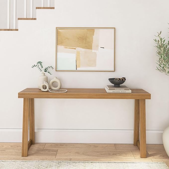 Plank+Beam Solid Wood Console Table, 66 Inch, Sofa Table, Narrow Entryway Table - Image 3