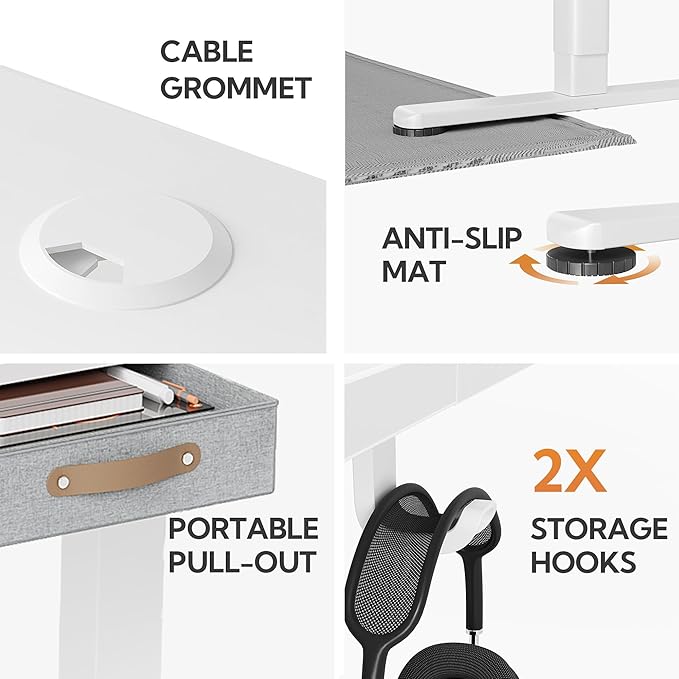 Seang Standing Desk with Drawer, 3 Memory Height Settings with Cable Grommets & - Image 9