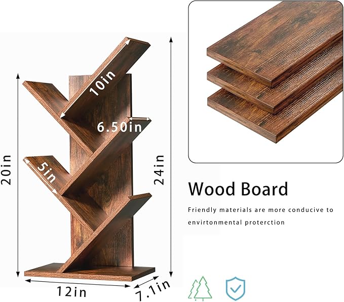 5 Tier Tree Book Shelf, Small Desktop Bookshelf - Image 3