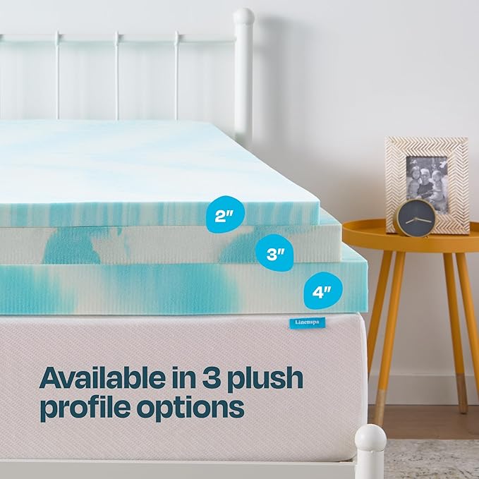 Linenspa 4 Inch Gel Swirl Memory Foam Mattress Topper – Cooling Gel Infused – - Image 5