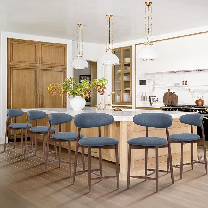 COLAMY Bar Stools Set of 6, Counter Height Bar Stools, Upholstered Counter by COLAMYINC