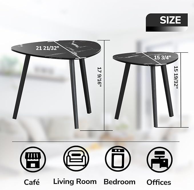 BAMEOS Bamboo Nesting Triangle End Table - Image 2