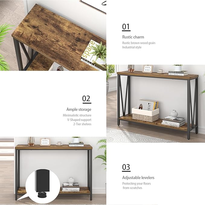 EXCEFUR Entryway Table, Narrow Sofa Console Tables Behind Couch, Modern Entry - Image 6