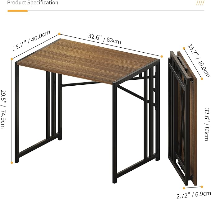 Folding Computer Desk 32 inch Writing Gaming Computer Camping Table, No - Image 3