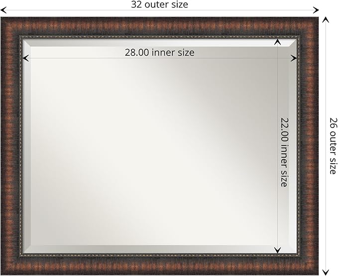 Amanti Art Brown Wall Mirror 26x32 Caleb Brown Rectangle Bathroom Mirror - Image 4