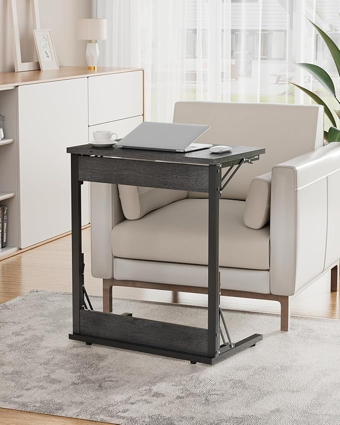 Tatub 24" Wide Folding C-Shaped End Table, Small Side Desk - Image 7