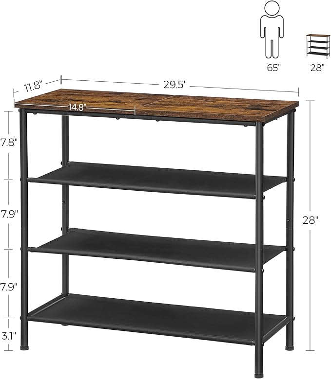 VASAGLE Shoe Rack, 4-Tier Shoe Storage Organizer - Image 3