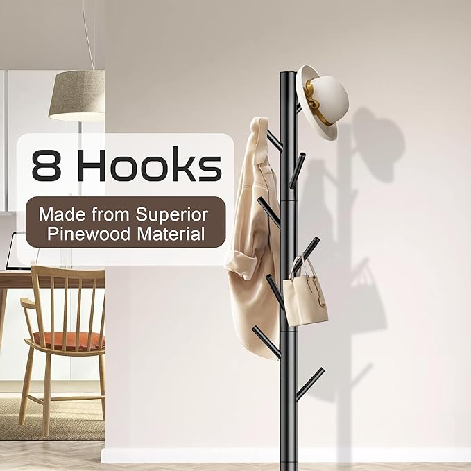 Wooden Coat Rack Stand, Freestanding Coat Rack - Image 3