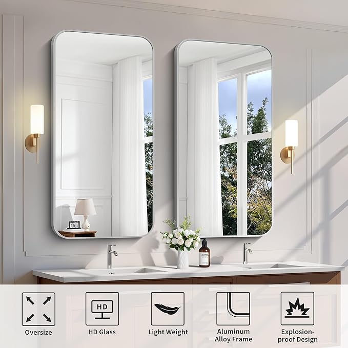 FORBATH 24x48 Inch Silver Bathroom Mirror - Image 7