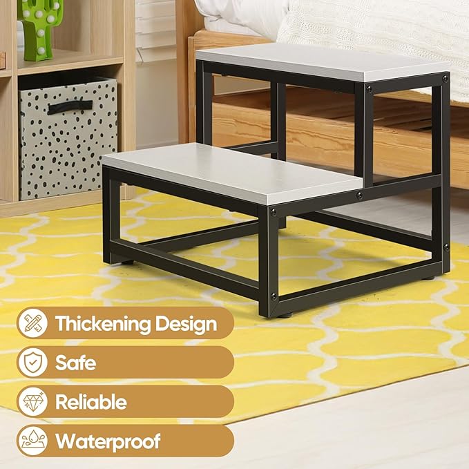 Wood and Metal 2 Step Stool for Adults & Kids – Heavy Duty Rustic Step Stools - Image 7