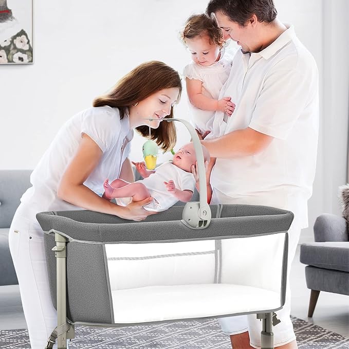 RONBEI Baby Bassinet Bedside Sleeper, Height Adjustable Bedside Bassinet - Image 7