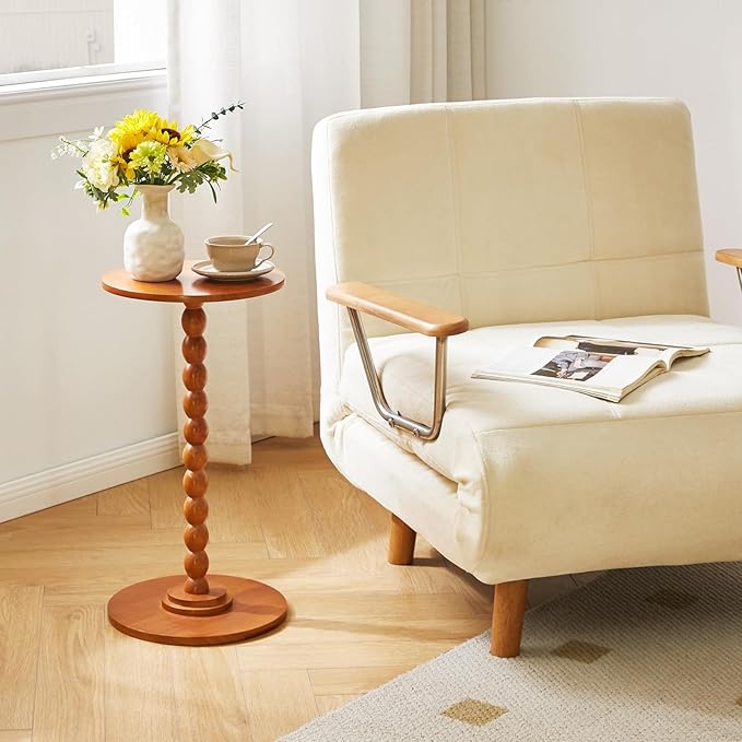 Round Wood Side Table, Small Decorative Table, Nightstand, Modern Side Table - Image 7