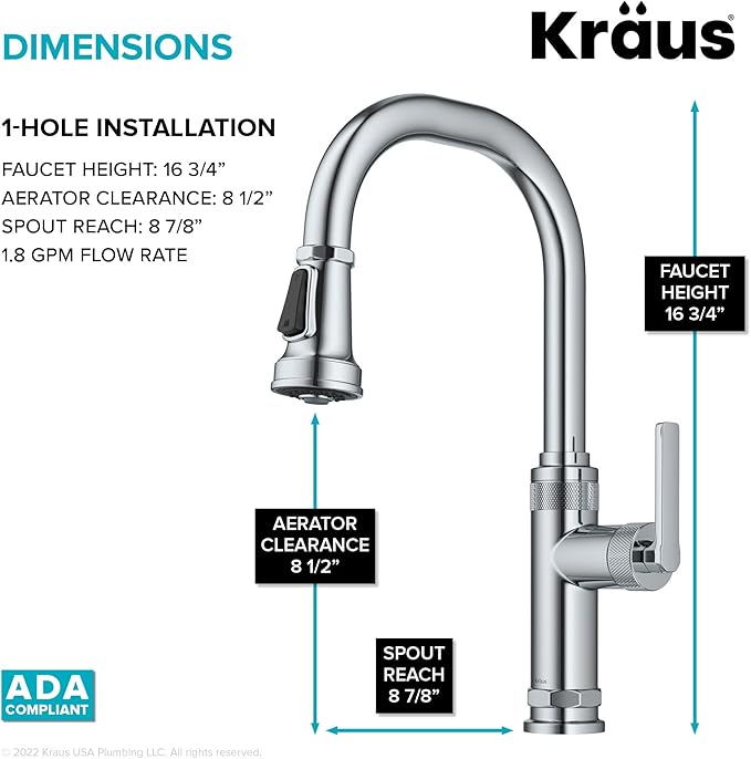 KRAUS Allyn Industrial Pull-Down Single Handle Kitchen Faucet in Chrome - Image 5