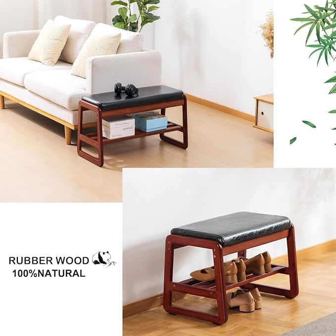 latifolia Solid Wood Bench, Entryway Shoe Bench - Image 6