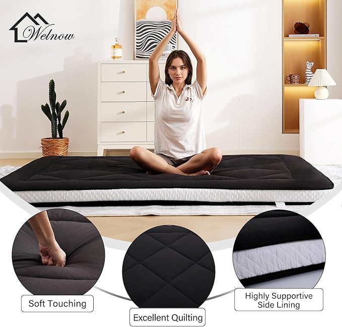 Welnow Japanese Futon Floor Mattress, Thick Twin Size Tatami Mat Portable & - Image 5