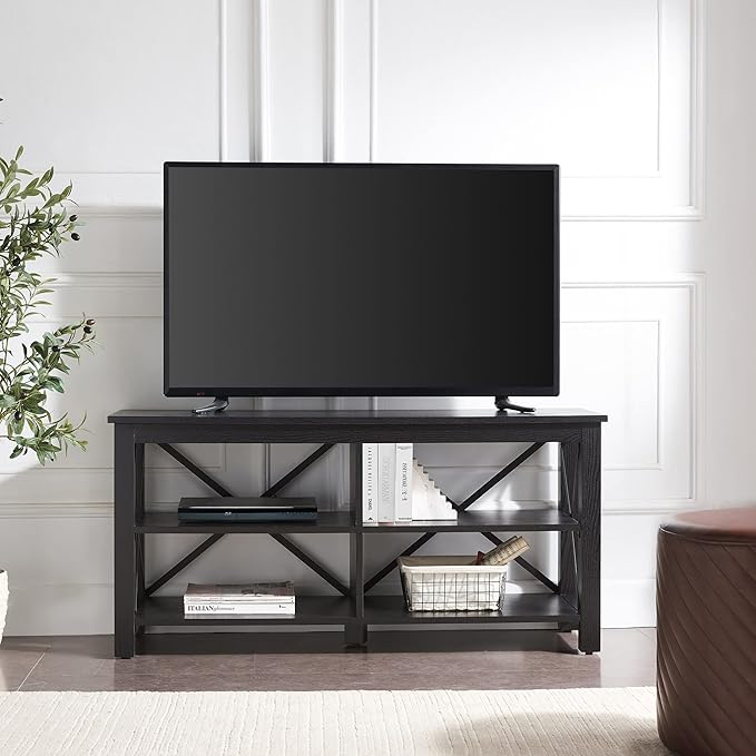 Henn&Hart Rectangular TV Stand for TV's up to 55" in Black, TV Stands for the - Image 2