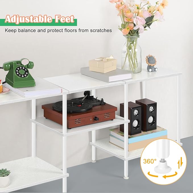 White TV Stand with Storage for 50 Inch TV Modern Entertainment Center with - Image 5
