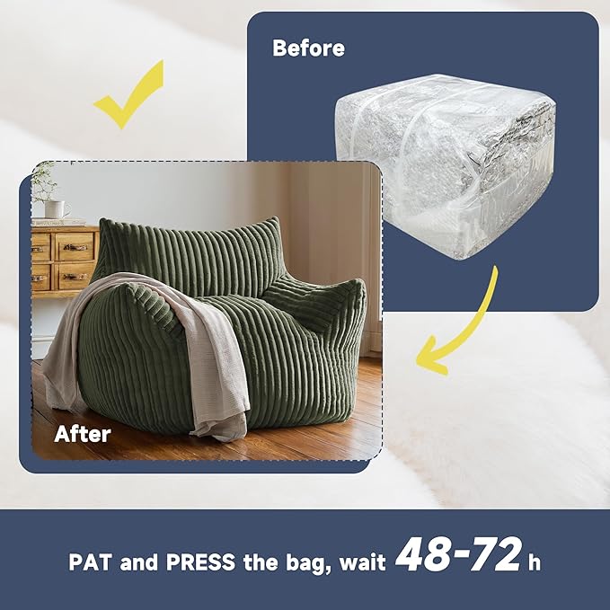 Oversized Bean Bag Chair for Adults, Giant Comfy Plush Boneless Bean Bag Couch - Image 6