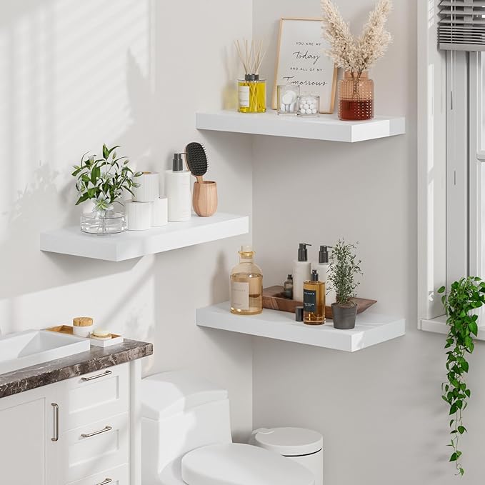 Heimlove 12" Deep White Floating Shelves - Image 6