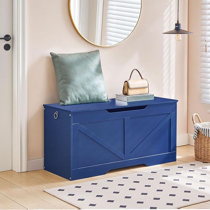 HOOBRO Storage Bench, 39.4" Retro Wooden Storage Chest - Image 4