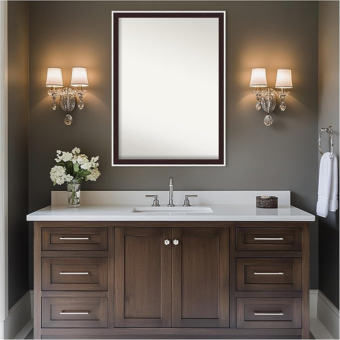 Amanti Art Bathroom Mirror for Over Sink, 30x41 Maya Espresso Silver Rectangle - Image 7