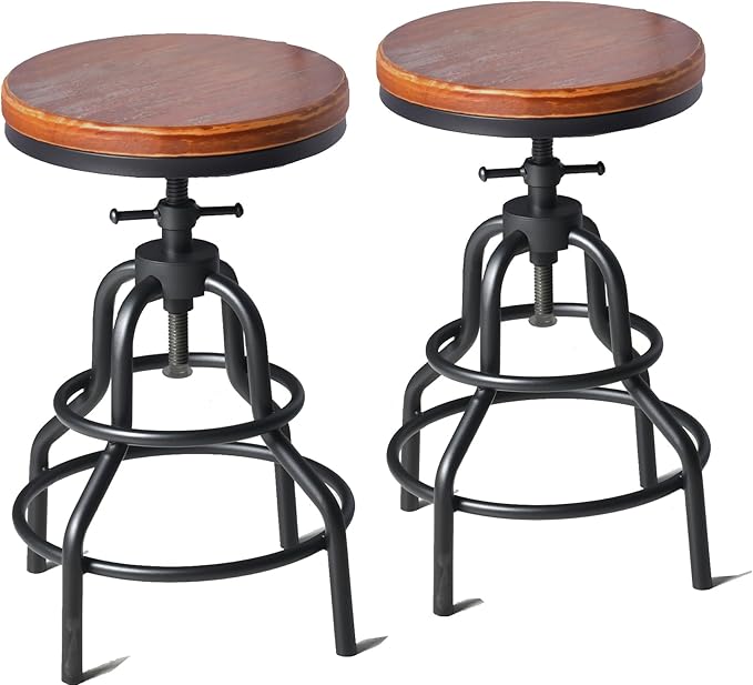 Diwhy Industrial Vintage Counter Stool, Kitchen Counter Height Adjustable - Image 7