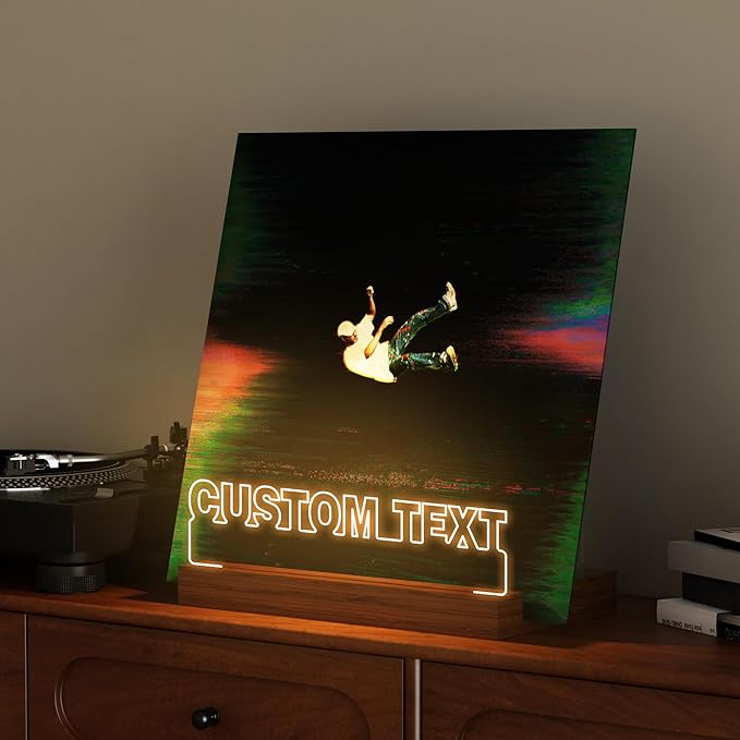 Customized Vinyl Record Stand, Light up Record Holder, Wooden Acrylic Display - Image 3